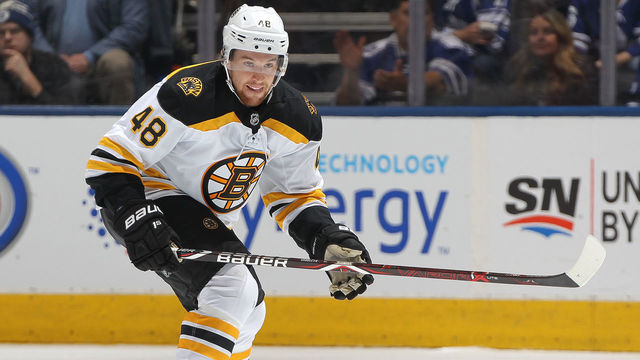TORONTO, ON - APRIL 23: Matt Grzelcyk #48 of the Boston Bruins skates against the Toronto Maple Leafs in Game Six of the Eastern Conference First Round in the 2018 Stanley Cup Play-offs at the Air Canada Centre on April 23, 2018 in Toronto, Ontario, Canada. The Maple Leafs defeated the Bruins 3-1. *** Local Caption *** Matt Grzelcyk