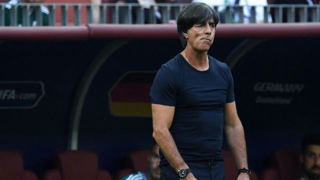 Germany's coach Joachim Loew looks on during the Russia 2018 World Cup Group F football match between Germany and Mexico at the Luzhniki Stadium in Moscow on June 17, 2018.