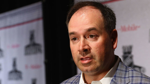 LAS VEGAS, NV - JUNE 20: Pierre Dorion of the Ottawa Senators is interviewed during media availability for the 2017 NHL Awards at Encore Las Vegas on June 20, 2017 in Las Vegas, Nevada.