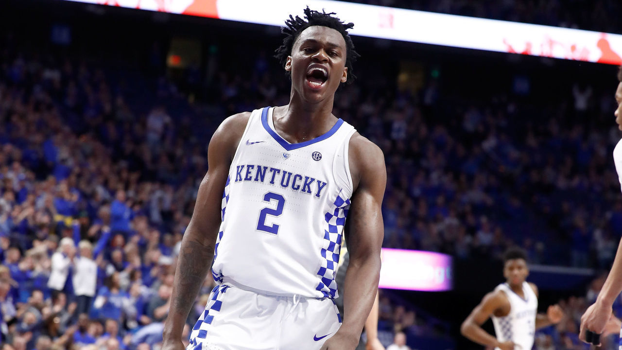 LEXINGTON, KY - FEBRUARY 24: Jarred Vanderbilt #2 of the Kentucky Wildcats celebrates against the Missouri Tigers at Rupp Arena on February 24, 2018 in Lexington, Kentucky.
