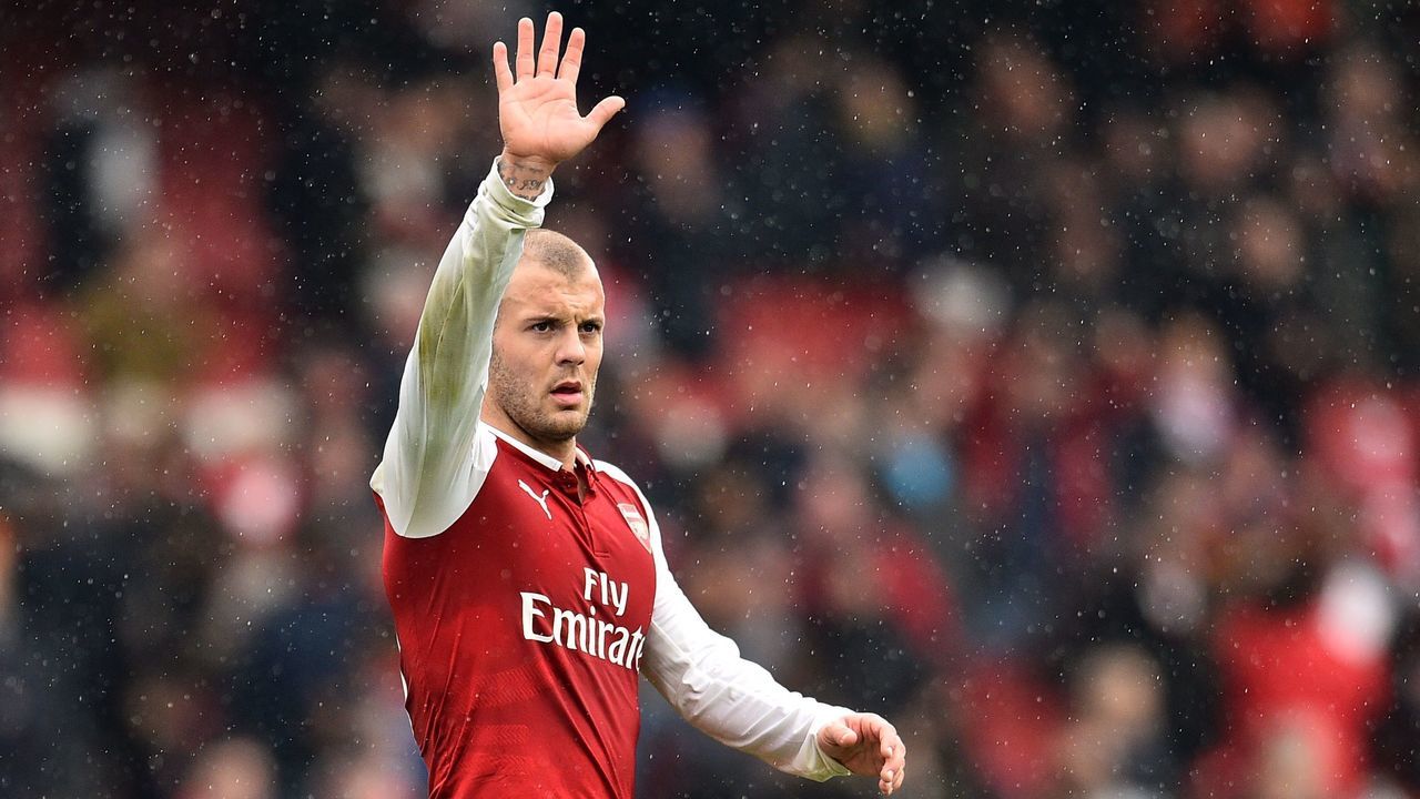 Arsenal's English midfielder Jack Wilshere reacts at the final whistle during the English Premier League football match between Arsenal and Southampton at the Emirates Stadium in London on April 8, 2018. / AFP PHOTO / Glyn KIRK /