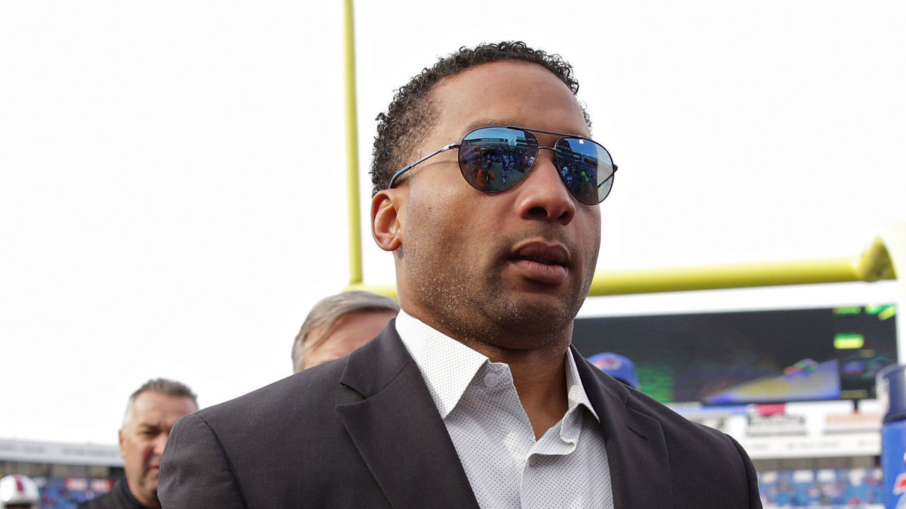ORCHARD PARK, NY - DECEMBER 06: General Manager Doug Whaley walks off the field before the game against the Houston Texans at Ralph Wilson Stadium on December 6, 2015 in Orchard Park, New York.