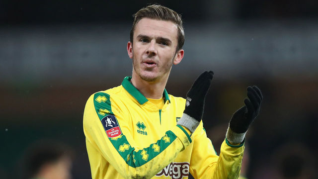 NORWICH, ENGLAND - JANUARY 06: James Maddison of Norwich City shows appreciation to the fans after the The Emirates FA Cup Third Round match between Norwich City and Chelsea at Carrow Road on January 6, 2018 in Norwich, England.
