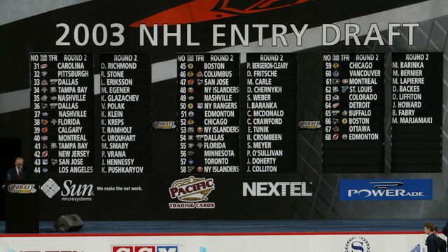 NASHVILLE, TN - JUNE 21: National Hockey League teams stand ready to begin the 2003 NHL Entry Draft at the Gaylord Entertainment Center on June 21, 2003 in Nashville, Tennessee.