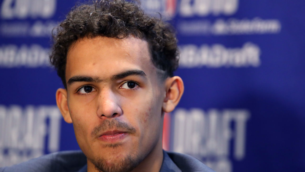 NEW YORK, NY - JUNE 20: NBA Draft Prospect Trae Young speaks to the media before the 2018 NBA Draft at the Grand Hyatt New York Grand Central Terminal on June 20, 2018 in New York City.