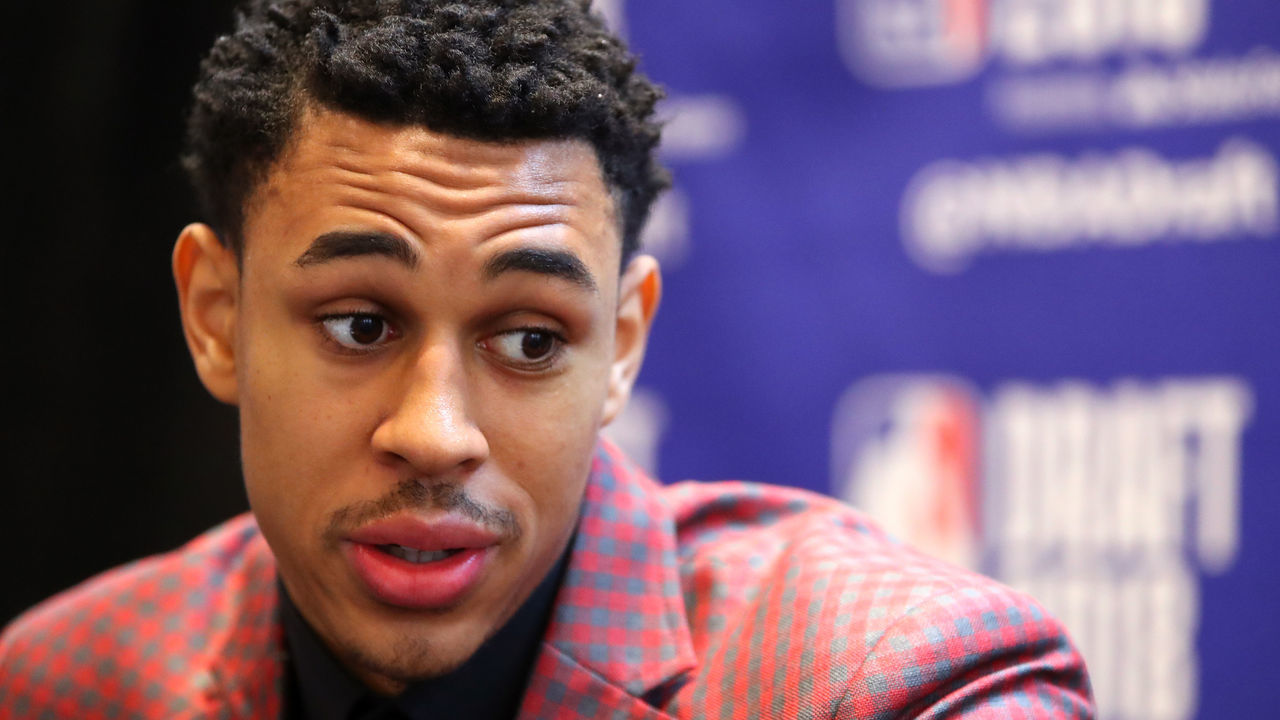 NEW YORK, NY - JUNE 20: NBA Draft Prospect Zhaire Smith speaks to the media before the 2018 NBA Draft at the Grand Hyatt New York Grand Central Terminal on June 20, 2018 in New York City.