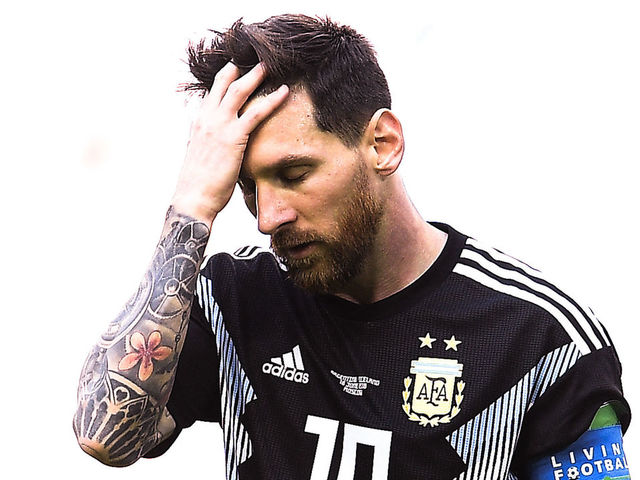 MOSCOW, RUSSIA - JUNE 16: Lionel Messi of Argentina looks on dejected during the 2018 FIFA World Cup Russia group D match between Argentina and Iceland at Spartak Stadium on June 16, 2018 in Moscow, Russia.