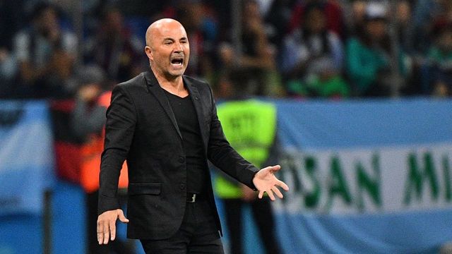 Argentina's coach Jorge Sampaoli gestures on the sideline during the Russia 2018 World Cup Group D football match between Argentina and Croatia at the Nizhny Novgorod Stadium in Nizhny Novgorod on June 21, 2018.