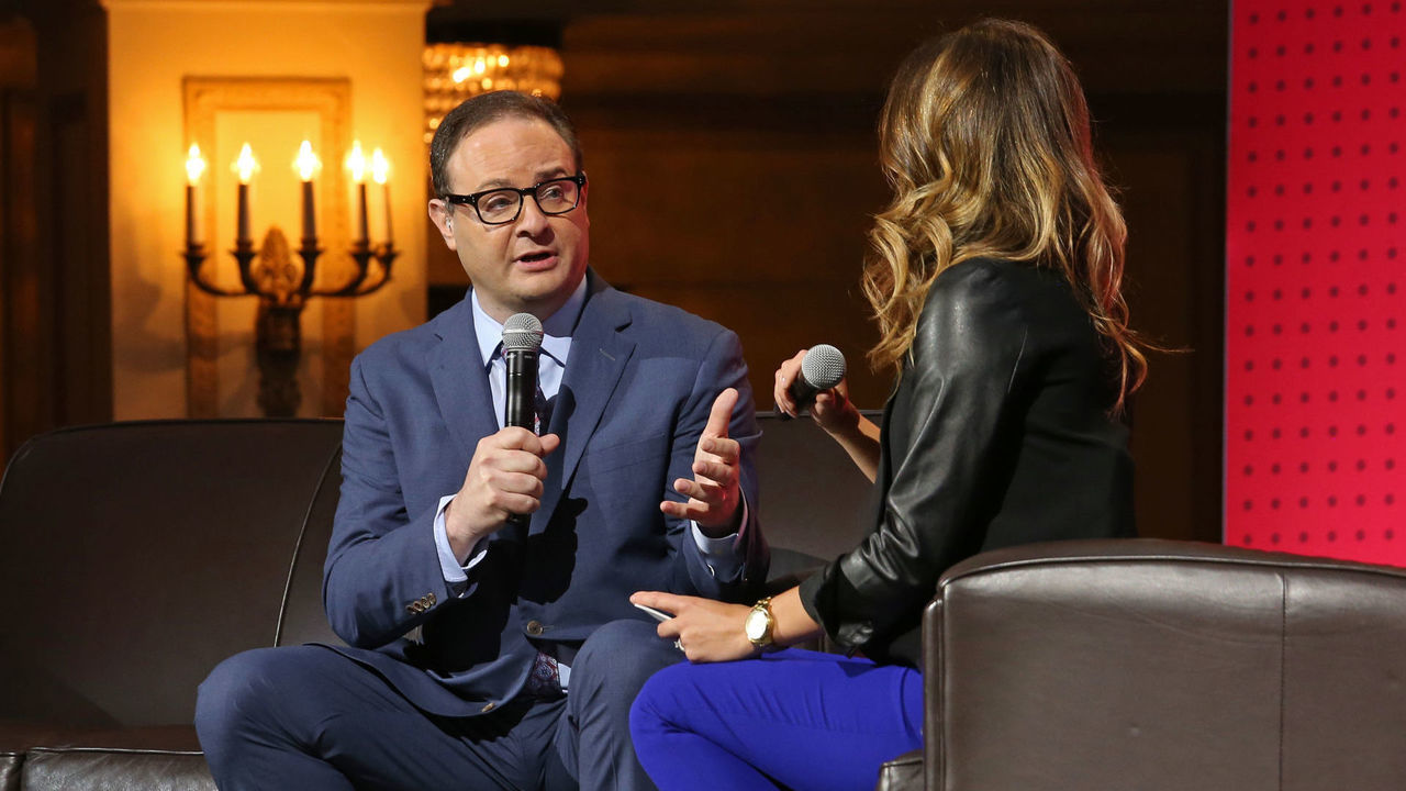 CHICAGO, IL - MAY 15: ESPN Analyst, Adrian Wojnarowski talks on stage during the NBA Draft Lottery on May 15, 2018 at The Palmer House Hilton in Chicago, Illinois. Mandatory Copyright Notice: Copyright 2018 NBAE