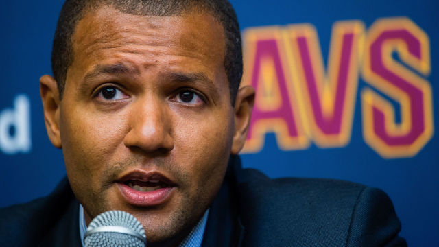 INDEPENDENCE, OH - SEPTEMBER 7: Cleveland Cavaliers general manager Koby Altman answers questions during a press conference to introduce Isaiah Thomas, Jae Crowder & Ante Zizic at Cleveland Clinic Courts on September 7, 2017 in Independence, Ohio. NOTE TO USER: User expressly acknowledges and agrees that, by downloading and or using this photograph, User is consenting to the terms and conditions of the Getty Images License Agreement.