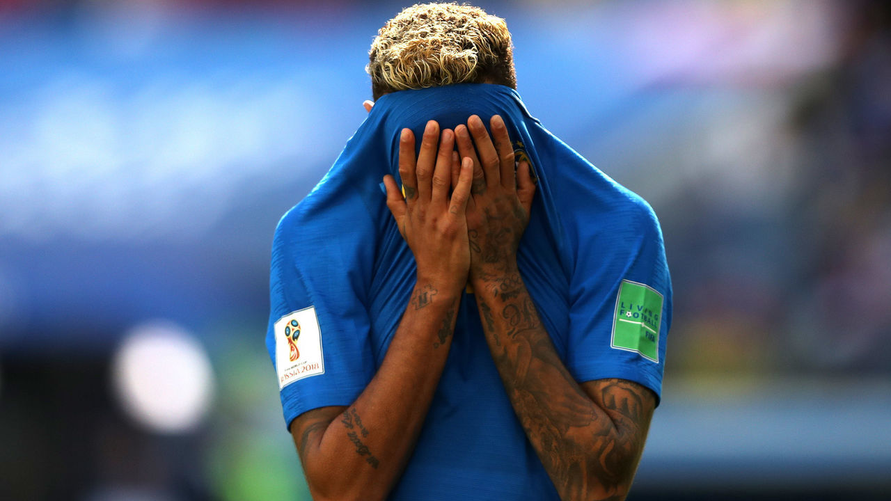 SAINT PETERSBURG, RUSSIA - JUNE 22: Neymar Jr of Brazil reacts during the 2018 FIFA World Cup Russia group E match between Brazil and Costa Rica at Saint Petersburg Stadium on June 22, 2018 in Saint Petersburg, Russia.