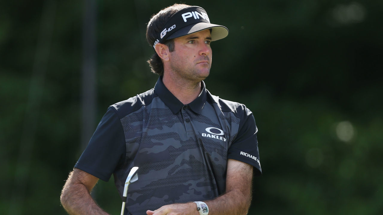 CROMWELL, CT - JUNE 22: Bubba Watson watches his tee shot on the 14th hole during the second round of the Travelers Championship at TPC River Highlands on June 22, 2018 in Cromwell, Connecticut.