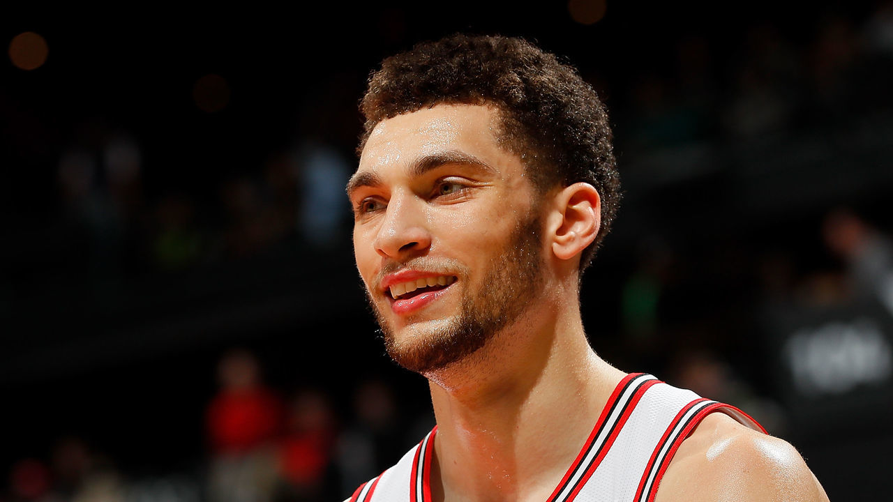 ATLANTA, GA - MARCH 11: Zach LaVine #8 of the Chicago Bulls reacts at the end of the first half against the Atlanta Hawks at Philips Arena on March 11, 2018 in Atlanta, Georgia.