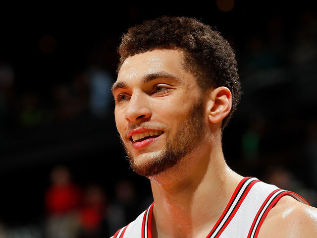 ATLANTA, GA - MARCH 11: Zach LaVine #8 of the Chicago Bulls reacts at the end of the first half against the Atlanta Hawks at Philips Arena on March 11, 2018 in Atlanta, Georgia.