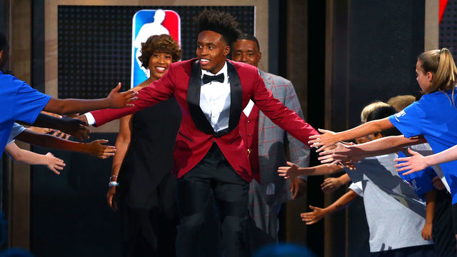 NEW YORK, NY - JUNE 21: Collin Sexton is introduced before the 2018 NBA Draft at the Barclays Center on June 21, 2018 in the Brooklyn borough of New York City.
