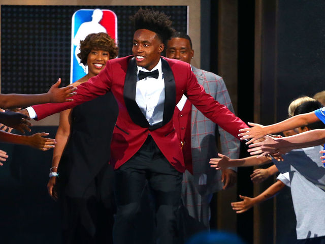 NEW YORK, NY - JUNE 21: Collin Sexton is introduced before the 2018 NBA Draft at the Barclays Center on June 21, 2018 in the Brooklyn borough of New York City.