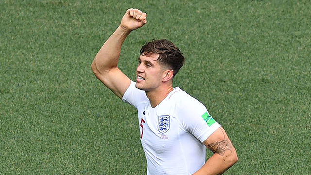 England's defender John Stones celebrates his goal during the Russia 2018 World Cup Group G football match between England and Panama at the Nizhny Novgorod Stadium in Nizhny Novgorod on June 24, 2018.