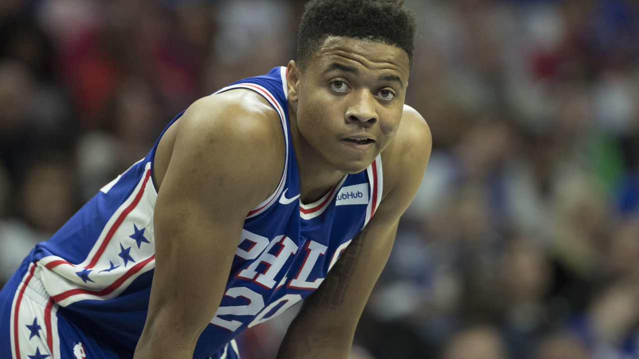 PHILADELPHIA, PA - OCTOBER 20: Markelle Fultz #20 of the Philadelphia 76ers looks on against the Boston Celtics at the Wells Fargo Center on October 20, 2017 in Philadelphia, Pennsylvania.