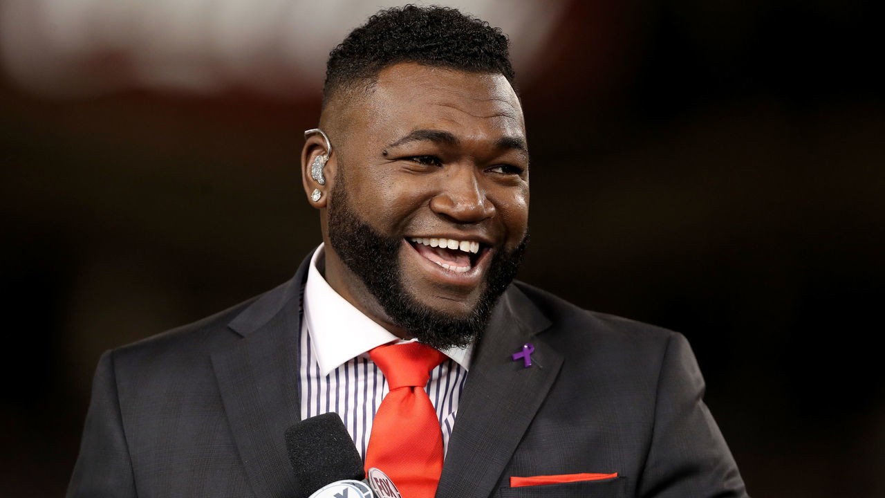 LOS ANGELES, CA - OCTOBER 25: David Ortiz of Fox Sports smiles after game two of the 2017 World Series at Dodger Stadium on October 25, 2017 in Los Angeles, California.