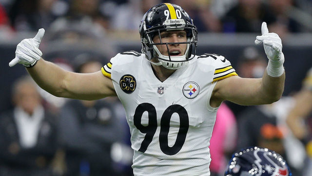 HOUSTON, TX - DECEMBER 25: T.J. Watt #90 of the Pittsburgh Steelers during game action against the Houston Texans at NRG Stadium on December 25, 2017 in Houston, Texas.