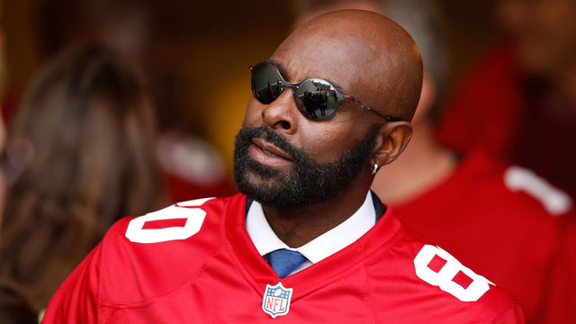 SANTA CLARA, CA - DECEMBER 20: Former San Francisco 49ers player Jerry Rice is seen during a ceremony honoring the 1981-82 team at halftime of the NFL game between the San Francisco 49ers and the Cincinnati Bengals at Levi's Stadium on December 20, 2015 in Santa Clara, California.