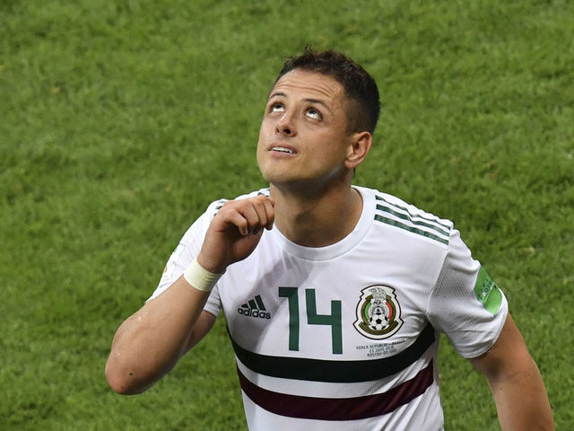 TOPSHOT - Mexico's forward Javier Hernandez reacts after the final whistle in the Russia 2018 World Cup Group F football match between South Korea and Mexico at the Rostov Arena in Rostov-On-Don on June 23, 2018.