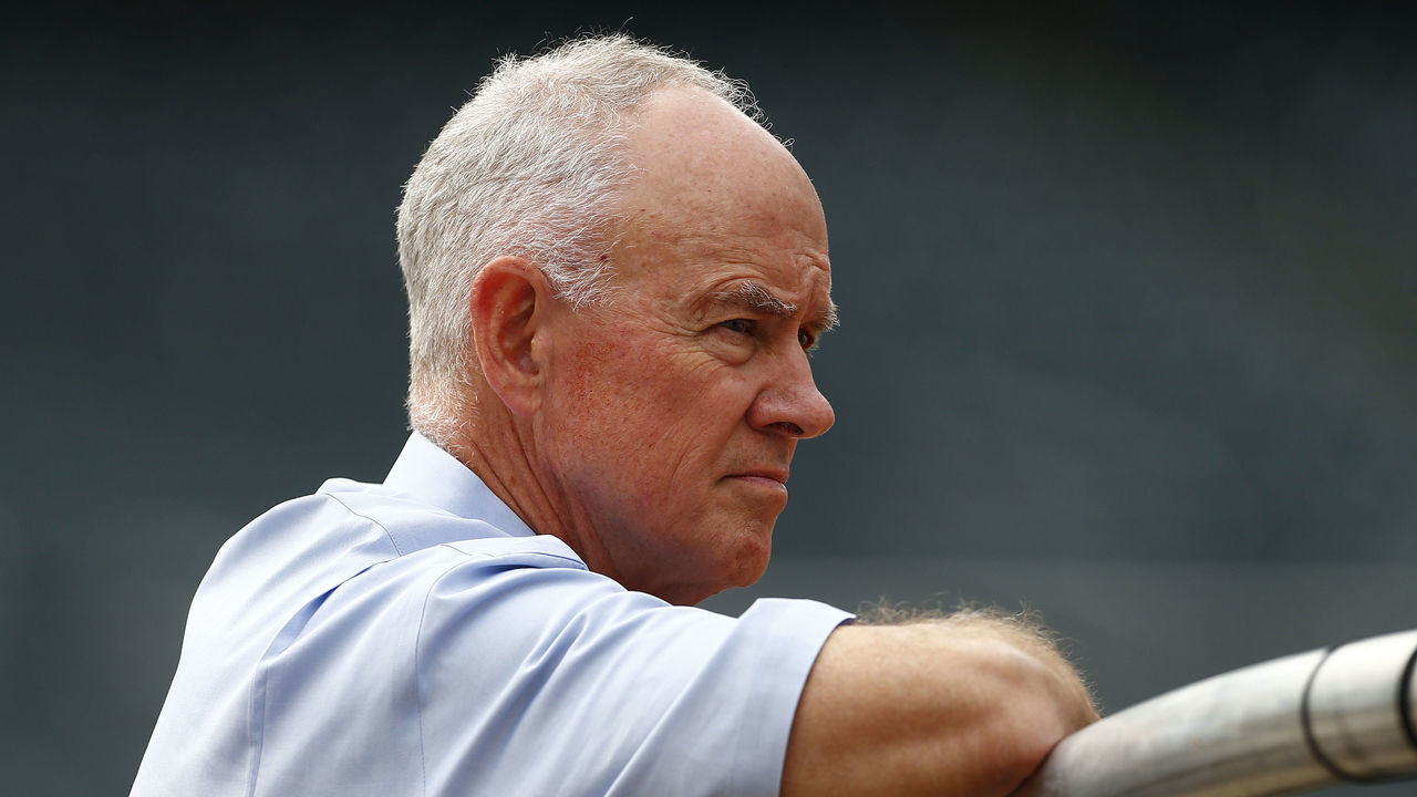 NEW YORK, NY - AUGUST 10: General manager Sandy Alderson of the New York Mets watches his team during batting practice before a game against the Colorado Rockies on August 10, 2015 at Citi Field in the Flushing neighborhood of the Queens borough of New York City.