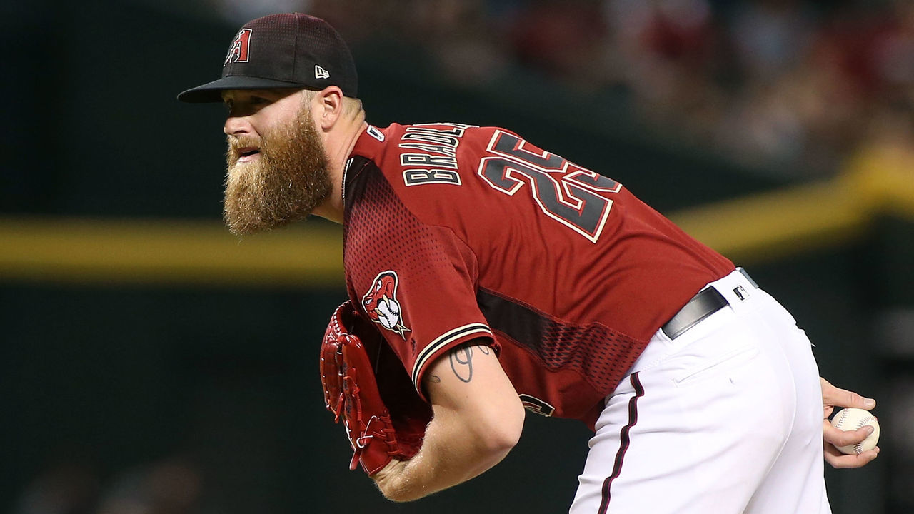 PHOENIX, AZ - APRIL 22: Archie Bradley #25 of the Arizona Diamondbacks pitches against the San Diego Padres during the eighth inning of an MLB game at Chase Field on April 22, 2018 in Phoenix, Arizona.