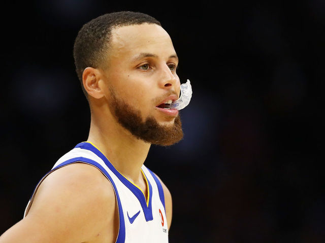 CLEVELAND, OH - JUNE 06: Stephen Curry #30 of the Golden State Warriors reacts against the Cleveland Cavaliers during Game Three of the 2018 NBA Finals at Quicken Loans Arena on June 6, 2018 in Cleveland, Ohio.