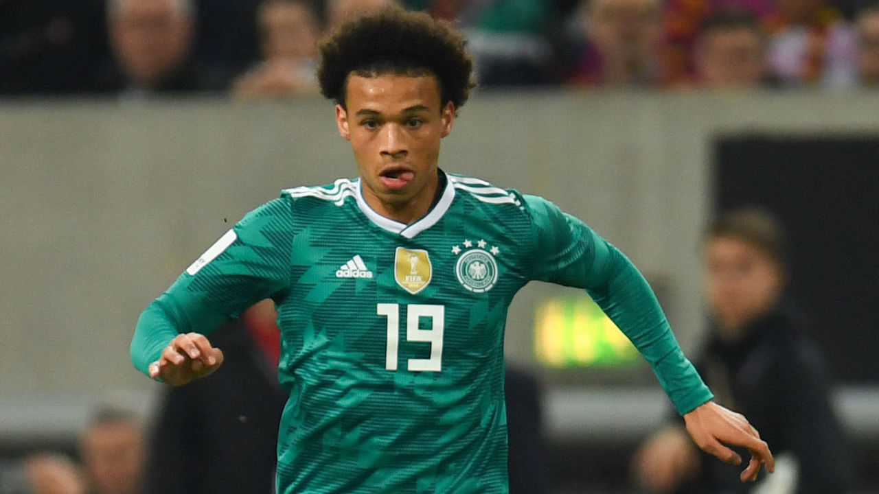 Germany's defender Leroy Sane plays the ball during the international friendly football match of Germany vs Spain in Duesseldorf, western Germany, on March 23, 2018, in preparation of the 2018 Fifa World Cup. / AFP PHOTO / Patrik STOLLARZ