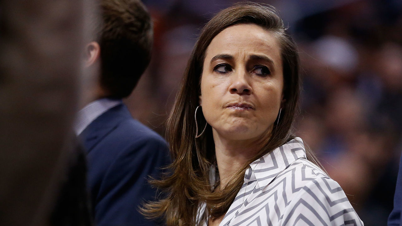 PHOENIX, AZ - JANUARY 21: Assistant coach Becky Hammon of the San Antonio Spurs during the NBA game against the Phoenix Suns at Talking Stick Resort Arena on January 21, 2016 in Phoenix, Arizona. The Spurs defeated the Suns 117-89.