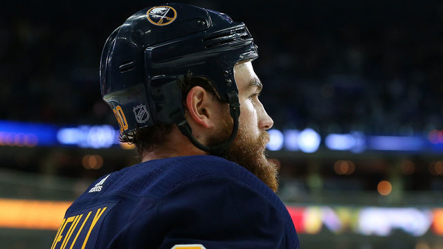 BUFFALO, NY - MARCH 5: Ryan O'Reilly #90 of the Buffalo Sabres during the game against the Toronto Maple Leafs at KeyBank Center on March 5, 2018 in Buffalo, New York.