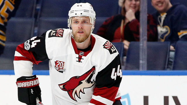 BUFFALO, NY - MARCH 2: Kevin Connauton #44 of the Arizona Coyotes before the game against the Buffalo Sabres at the KeyBank Center on March 2, 2017 in Buffalo, New York. Sabres beat the Coyotes 6-3. *** Local Caption ***Kevin Connauton'n'n