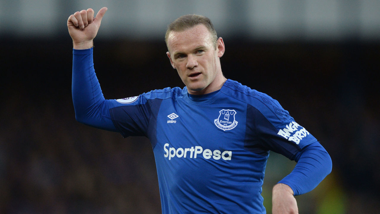 LIVERPOOL, ENGLAND - APRIL 23: Wayne Rooney of Everton reacts during the Premier League match between Everton and Newcastle United at Goodison Park on April 23, 2018 in Liverpool, England.