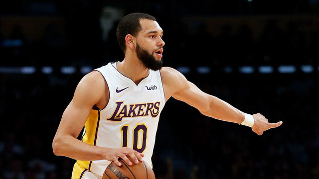 LOS ANGELES, CA - DECEMBER 25: Tyler Ennis #10 of the Los Angeles Lakers handles the ball during the second half of the game against the Minnesota Timberwolves at Staples Center on December 25, 2017 in Los Angeles, California.