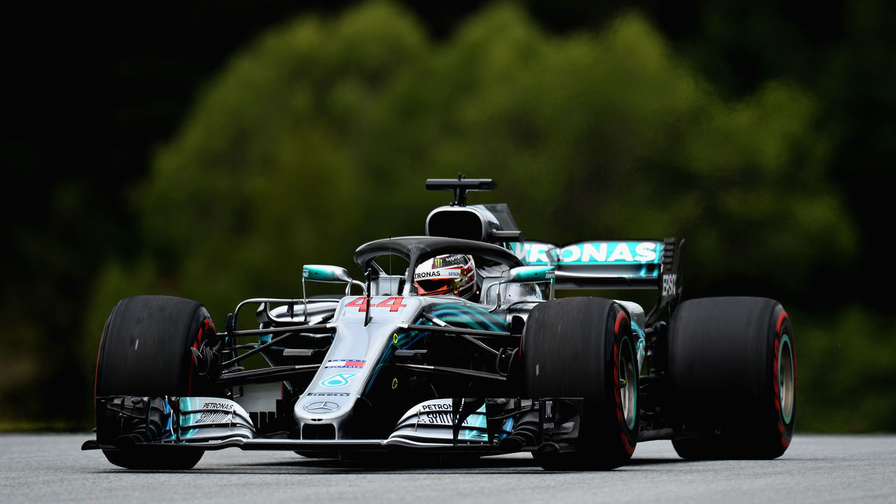 SPIELBERG, AUSTRIA - JUNE 29: Lewis Hamilton of Great Britain driving the (44) Mercedes AMG Petronas F1 Team Mercedes WO9 on track during practice for the Formula One Grand Prix of Austria at Red Bull Ring on June 29, 2018 in Spielberg, Austria.