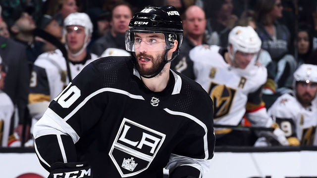 LOS ANGELES, CA - APRIL 17: Tobias Rieder #10 of the Los Angeles Kings skates in Game Four of the Western Conference First Round against the Vegas Golden Knights during the 2018 NHL Stanley Cup Playoffs at Staples Center on April 17, 2018 in Los Angeles, California.