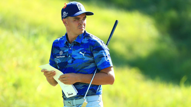 POTOMAC, MD - JUNE 29: Rickie Fowler looks on from the 14th green during the second round of the Quicken Loans National at TPC Potomac on June 29, 2018 in Potomac, Maryland.