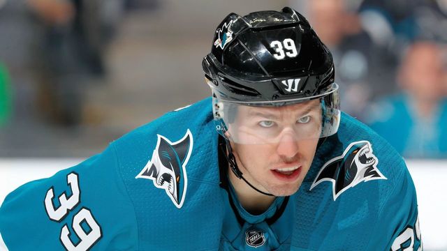 SAN JOSE, CA - APRIL 3: Logan Couture #39 of the San Jose Sharks looks on during a NHL game against the Dallas Stars at SAP Center on April 3, 2018 in San Jose, California. *** Local Caption *** Logan Couture
