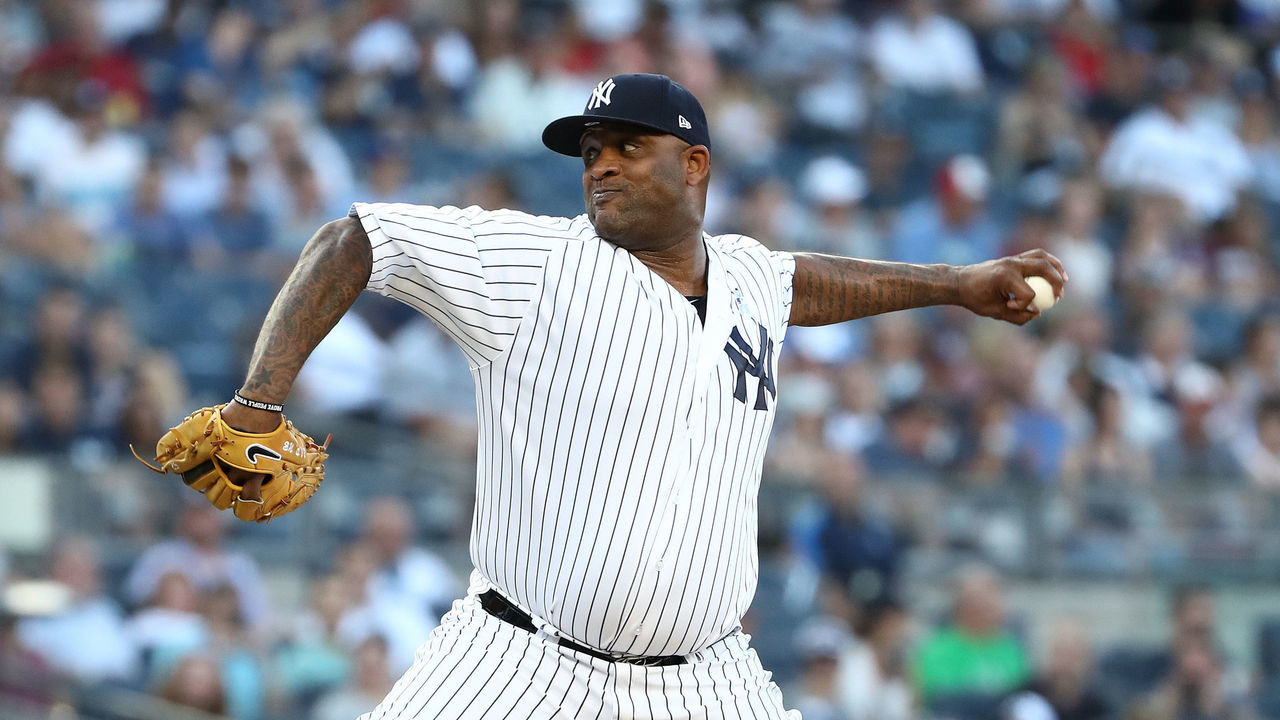 NEW YORK, NY - JUNE 29: CC Sabathia #52 of the New York Yankees pitches against the Boston Red Sox during their game at Yankee Stadium on June 29, 2018 in New York City.