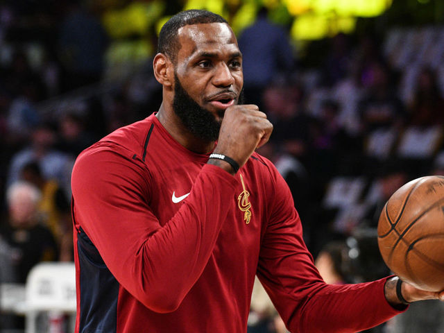 LOS ANGELES, CA - MARCH 11: LeBron James warms up prior to a basketball game between the Los Angeles Lakers and the Cleveland Cavaliers at Staples Center on March 11, 2018 in Los Angeles, California.