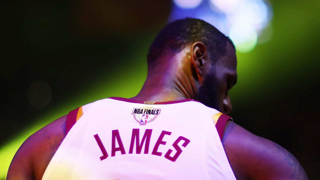 OAKLAND, CA - JUNE 03: LeBron James #23 of the Cleveland Cavaliers looks on against the Golden State Warriors in Game 2 of the 2018 NBA Finals at ORACLE Arena on June 3, 2018 in Oakland, California.