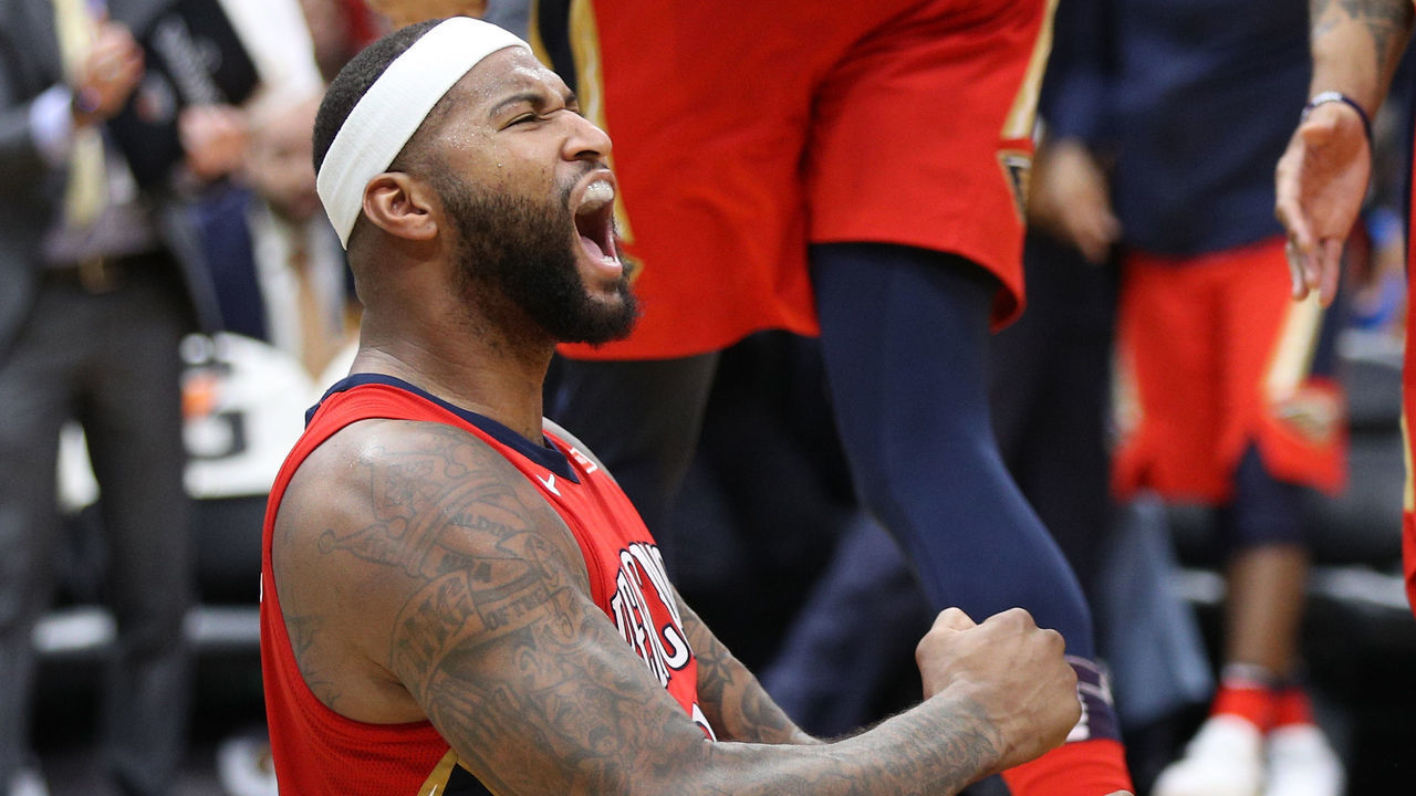 NEW ORLEANS, LA - DECEMBER 13: DeMarcus Cousins #0 of the New Orleans Pelicans reacts during the game against the Milwaukee Bucks at Smoothie King Center on December 13, 2017 in New Orleans, Louisiana.