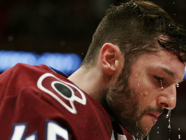 STOCKHOLM, SWEDEN - NOVEMBER 11: Jonathan Bernier #45, goaltender of Colorado Avalanche during the 2017 SAP NHL Global Series match between Colorado Avalanche and Ottawa Senators at Ericsson Globe on November 11, 2017 in Stockholm, Sweden.