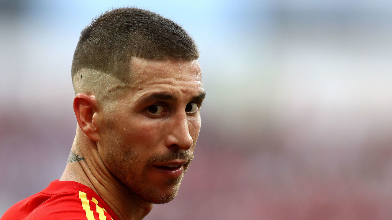 MOSCOW, RUSSIA - JULY 01: Sergio Ramos of Spain reacts during the 2018 FIFA World Cup Russia Round of 16 match between Spain and Russia at Luzhniki Stadium on July 1, 2018 in Moscow, Russia.