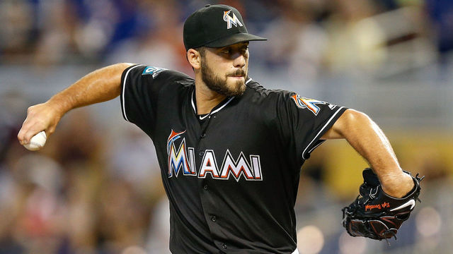 MIAMI, FL - JUNE 30: Kyle Barraclough #46 of the Miami Marlins delivers a pitch in the ninth inning against the New York Mets at Marlins Park on June 30, 2018 in Miami, Florida.