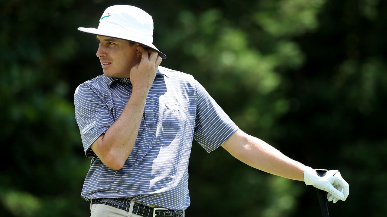 POTOMAC, MD - JUNE 29: Joel Dahmen hits off the 16th tee during the second round of the Quicken Loans National at TPC Potomac on June 29, 2018 in Potomac, Maryland.