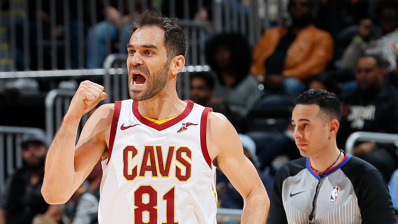 ATLANTA, GA - FEBRUARY 09: Jose Calderon #81 of the Cleveland Cavaliers reacts to a call during the game against the Atlanta Hawks at Philips Arena on February 9, 2018 in Atlanta, Georgia.