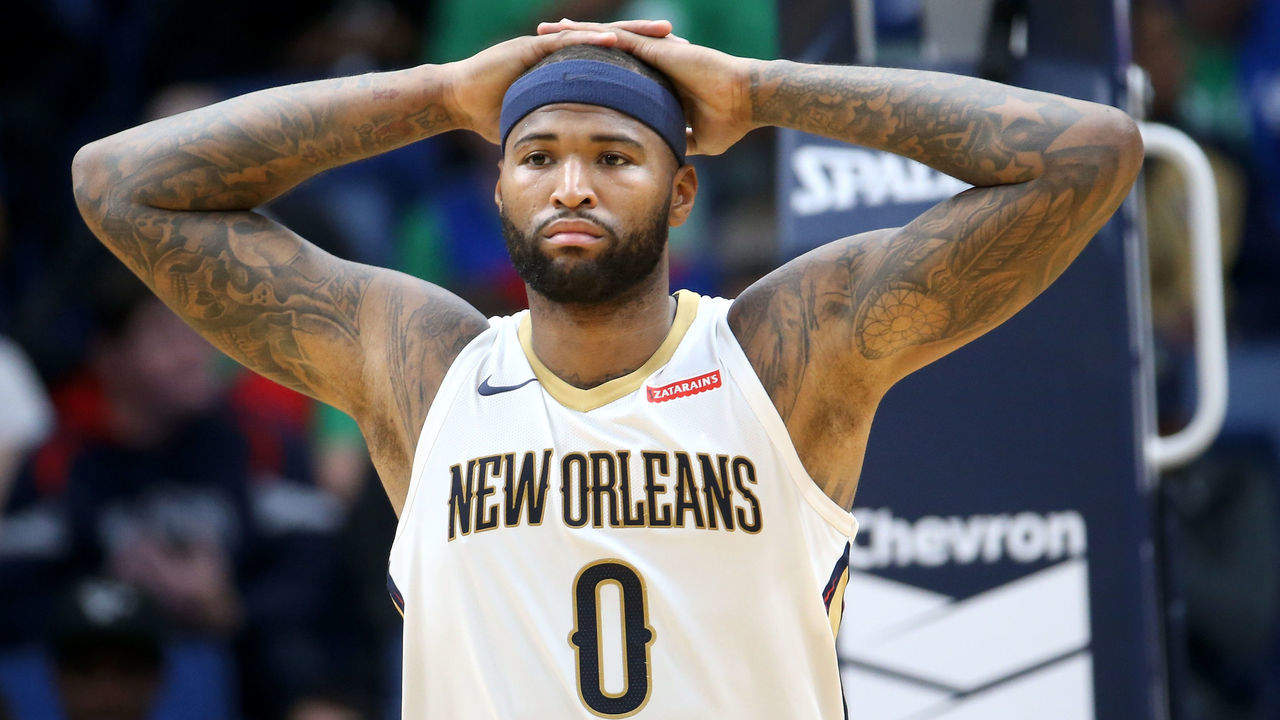NEW ORLEANS, LA - OCTOBER 30: DeMarcus Cousins #0 of the New Orleans Pelicans reacts during the game against the Orlando Magic at the Smoothie King Center on October 30, 2017 in New Orleans, Louisiana.