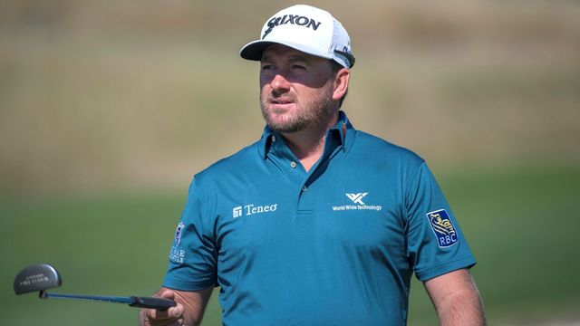 Northern Ireland golfer Graeme McDowell reacts with his putter as he competes in the HNA Open de France, as part of the European Tour 2018, at the Saint-Quentin-en-Yvelines national golf course in Guyancourt on June 28, 2018.